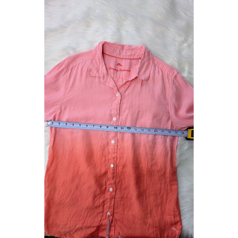 Tommy Bahama Men’s Linen Shirt Pink Long Sleeve Button Down Medium - Picture 5 of 12